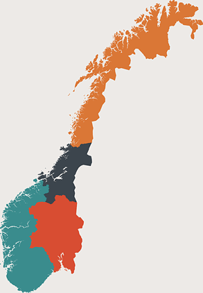 Mapa grup norweskich dialektów